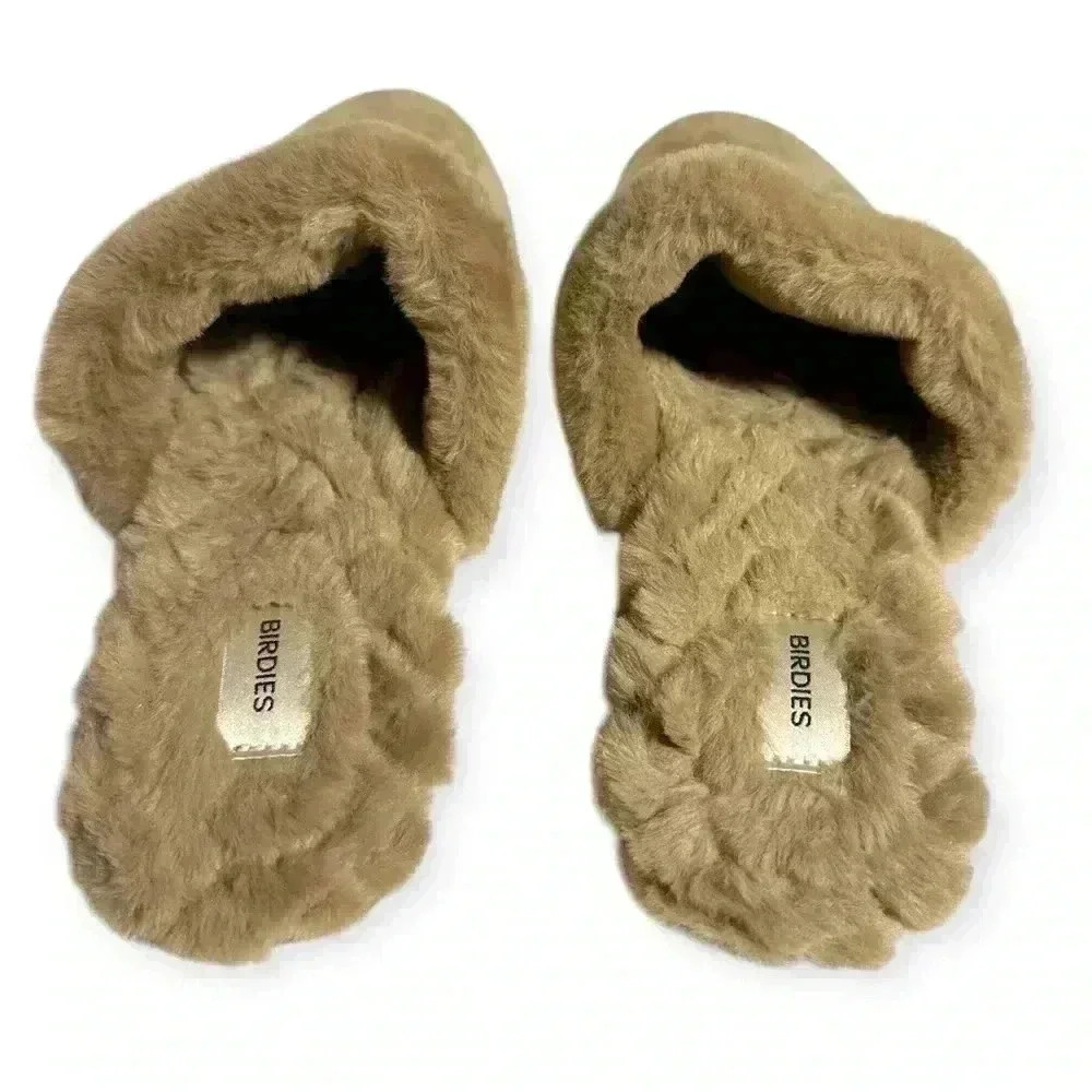 NWOT Birdies The Songbird Biscotti women’s Faux Fur Suede Slide Slippers sz 5.5 - Picture 4 of 6